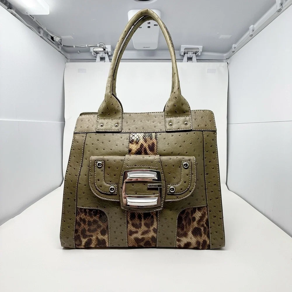 Guess Olive Green and Brown Tote Bag - Picture 13 of 15